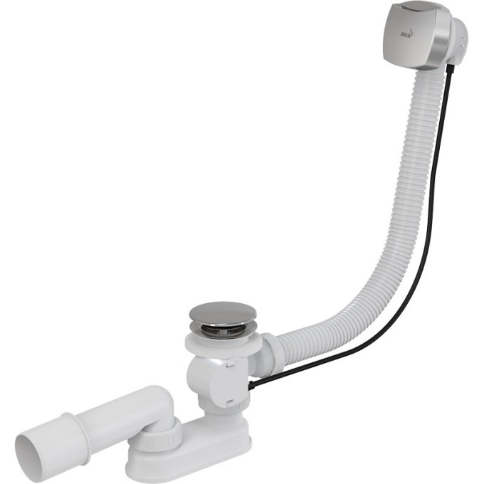 Сифон ALCAPLAST A51CRM для ванны автомат, комплект, хромированный пластик/пластик, длина 57 см